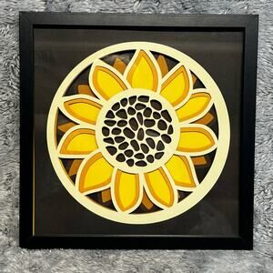 Windy Davis Creations Yellow Sunflower 3D Framed Art Shadow Box 13x13 Floral